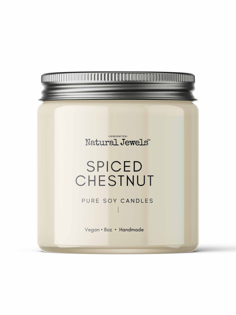 Spiced Chestnut Soy Wax Candle – Handcrafted 8 oz Jar